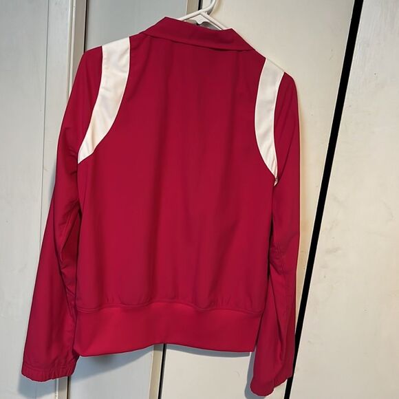 Nike Women's Large Pink White Athletic Lightweight Zip Up Pocket Jacket - Picture 2 of 3